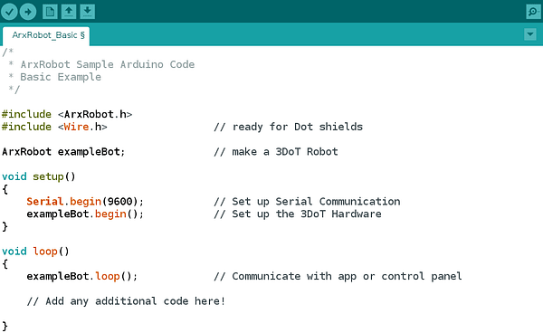 Arduino IDE compatible robot code