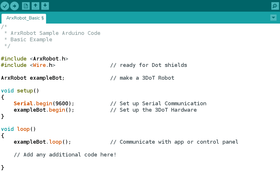 Arduino IDE compatible robot code