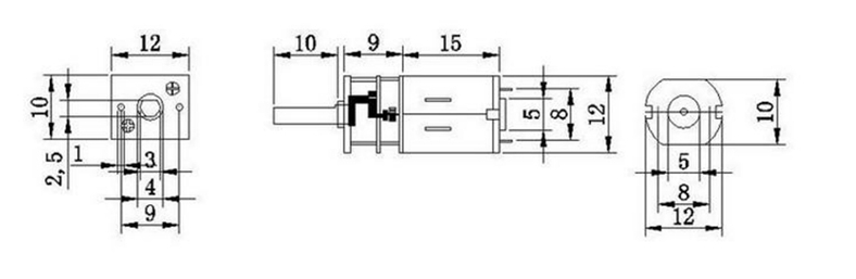 micro metal gear motor drawing dimensions